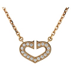 Cartier C Heart de Cartier Pendant Necklace 18k Rose Gold with Pave Diamonds