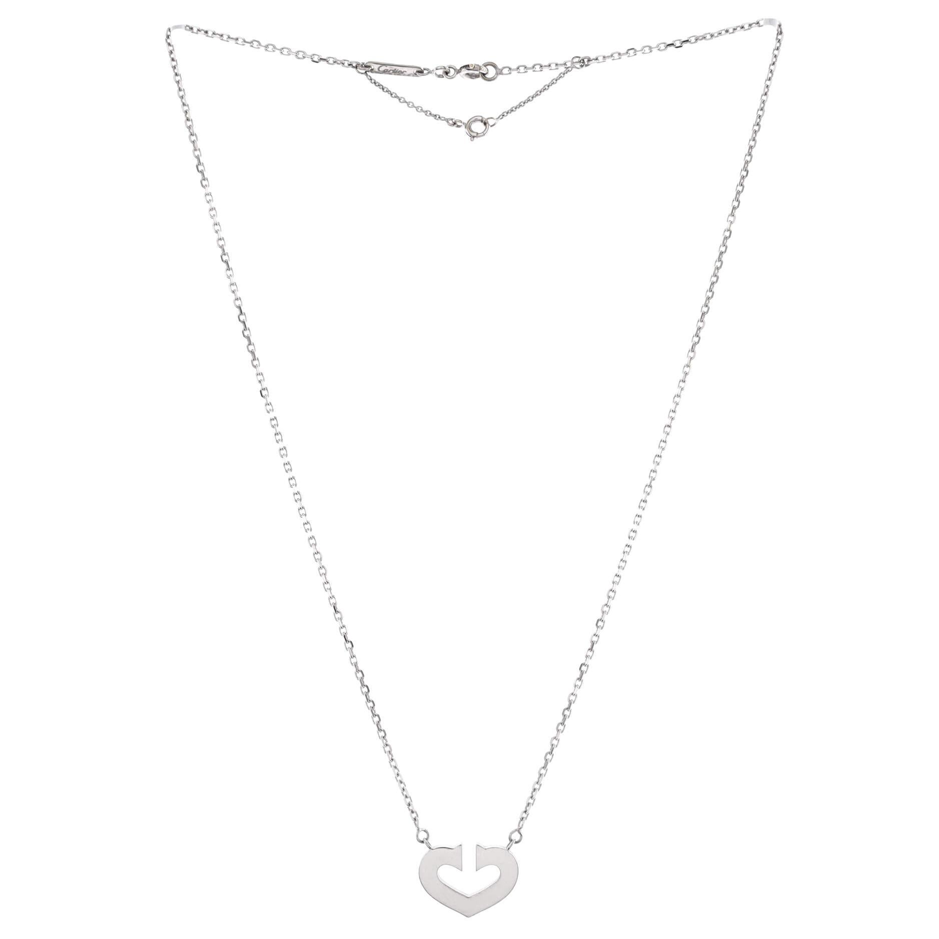 Cartier C Heart De Cartier Pendant Necklace 18k White Gold For Sale at 1stDibs