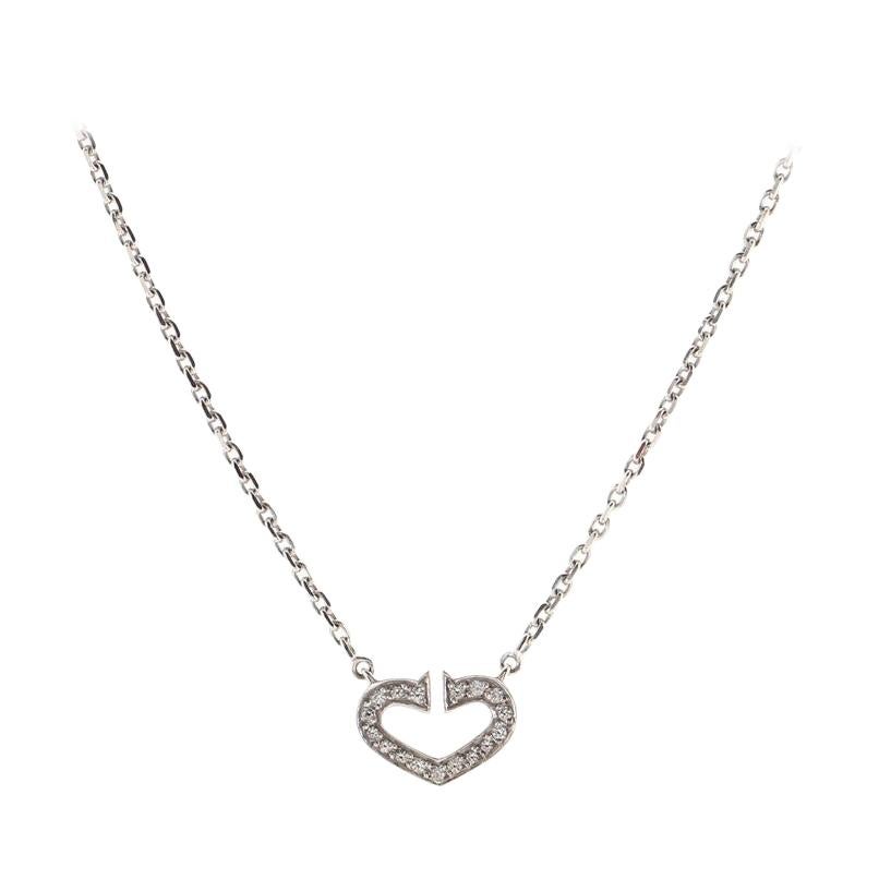 Cartier C Heart de Cartier Pendant Necklace 18K White Gold with Diamond