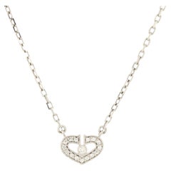 Cartier Double C Heart Diamond White Gold Pendant Long Link Chain Necklace  at 1stDibs