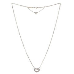 Cartier C Heart de Cartier Pendant Necklace 18K White Gold with Pave Diamonds