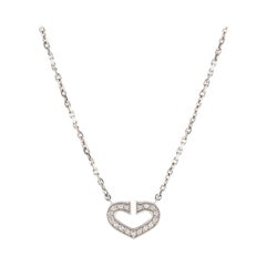 Cartier C Heart de Cartier Pendant Necklace 18K White Gold with Pave Diamonds