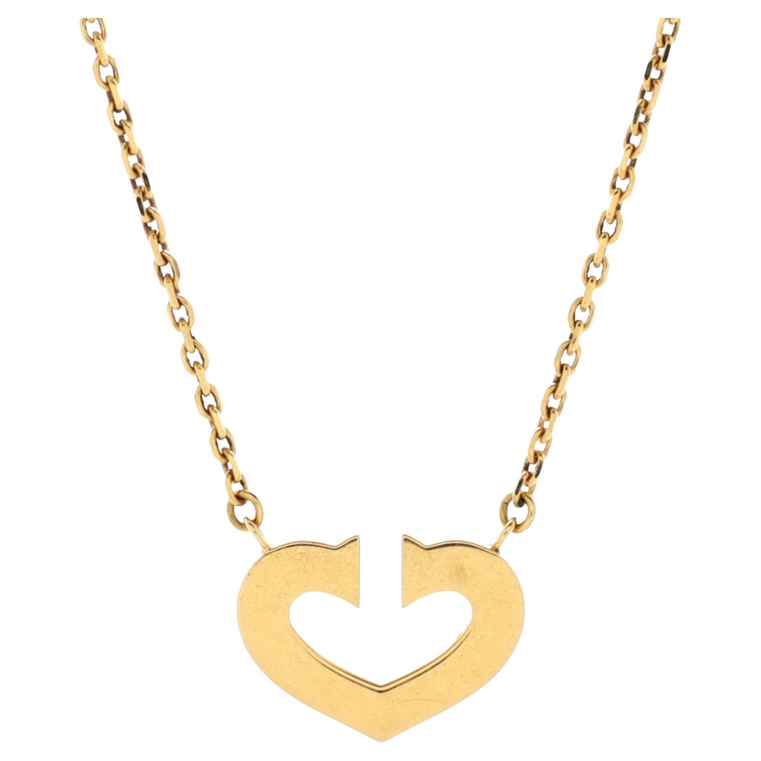 Cartier C Heart de Cartier Pendant Necklace 18K Yellow Gold For Sale at 1stDibs