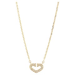 Cartier C Heart De Cartier Pendant Necklace 18k Yellow Gold with Pave Diamond