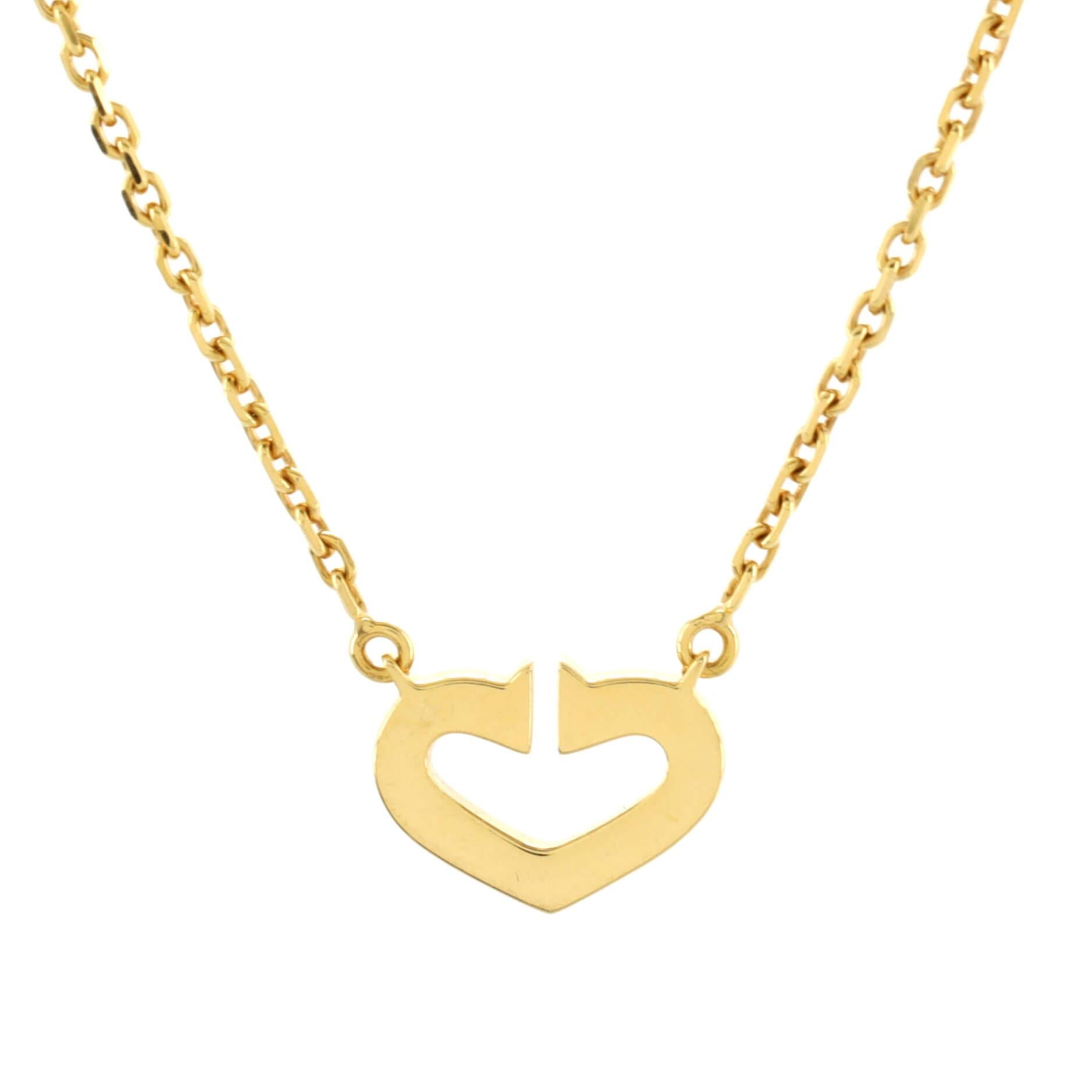 Cartier C Heart De Cartier Pendant Necklace 18k Yellow Gold with Pave Diamonds In Good Condition In New York, NY