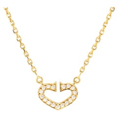 Cartier C Heart De Cartier Pendant Necklace 18k Yellow Gold with Pave Diamonds