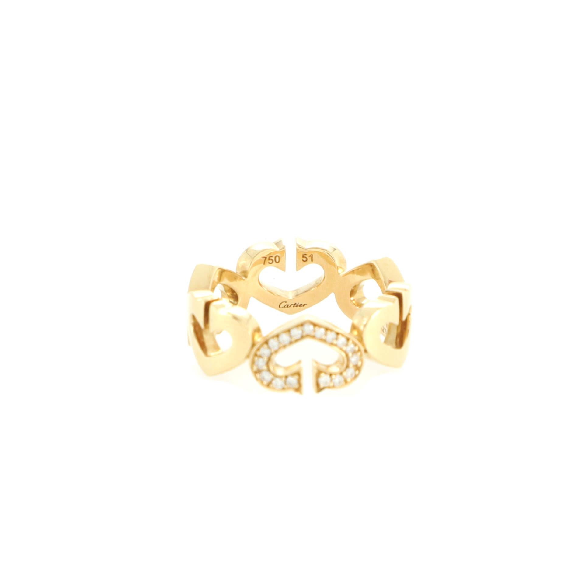 Women's Cartier C Heart De Cartier Ring 18k Rose Gold and Diamonds