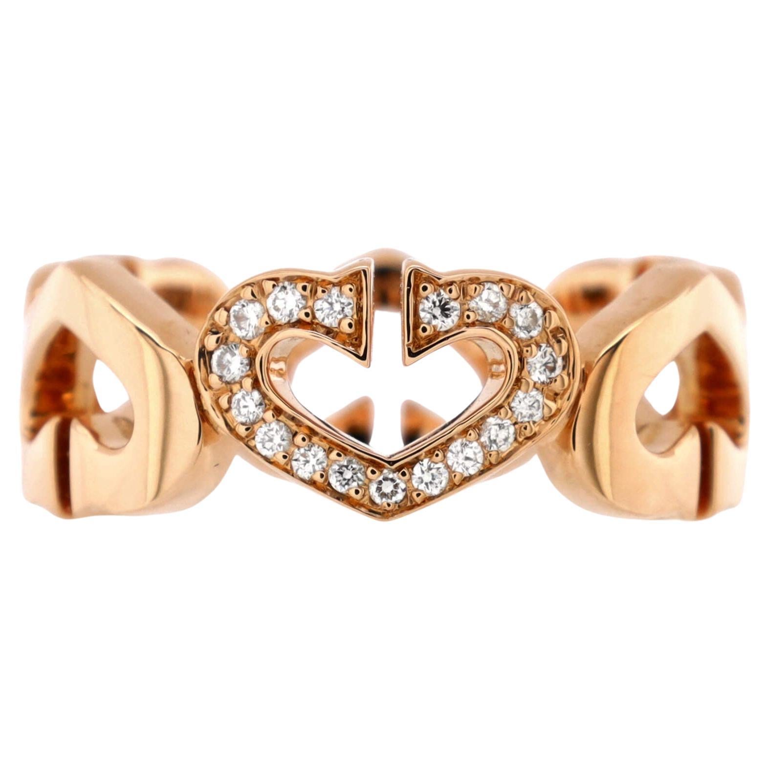 Cartier C Heart de Cartier Ring 18K Rose Gold and Diamonds
