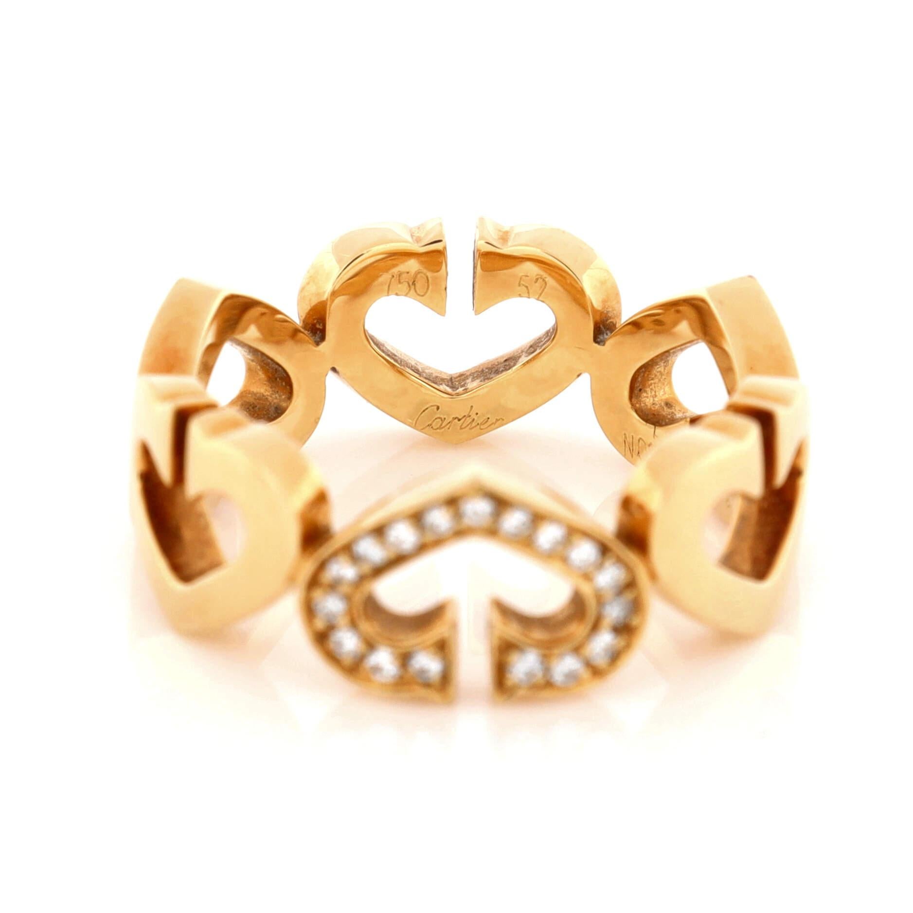 Cartier C Heart De Cartier Ring aus 18 Karat Gelbgold mit Diamanten für Damen oder Herren