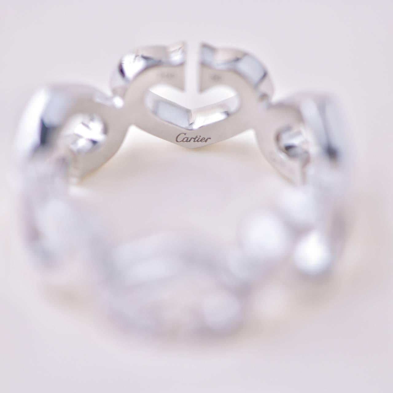 Cartier C Heart Diamond Bague en or blanc 18 carats Taille 50 en vente 1