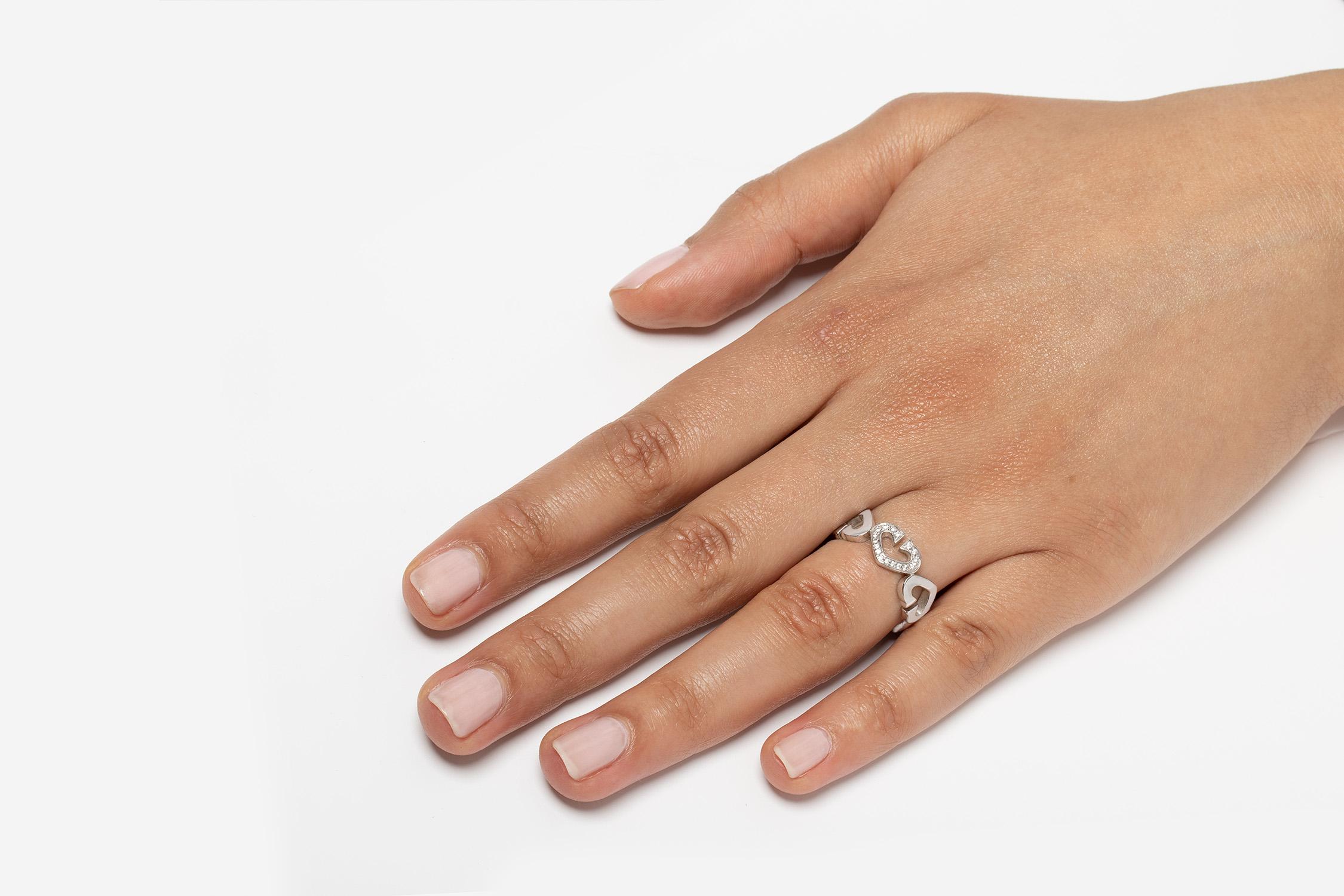 Women's or Men's Cartier ‘C Heart’ Diamond Ring with Diamonds For Sale
