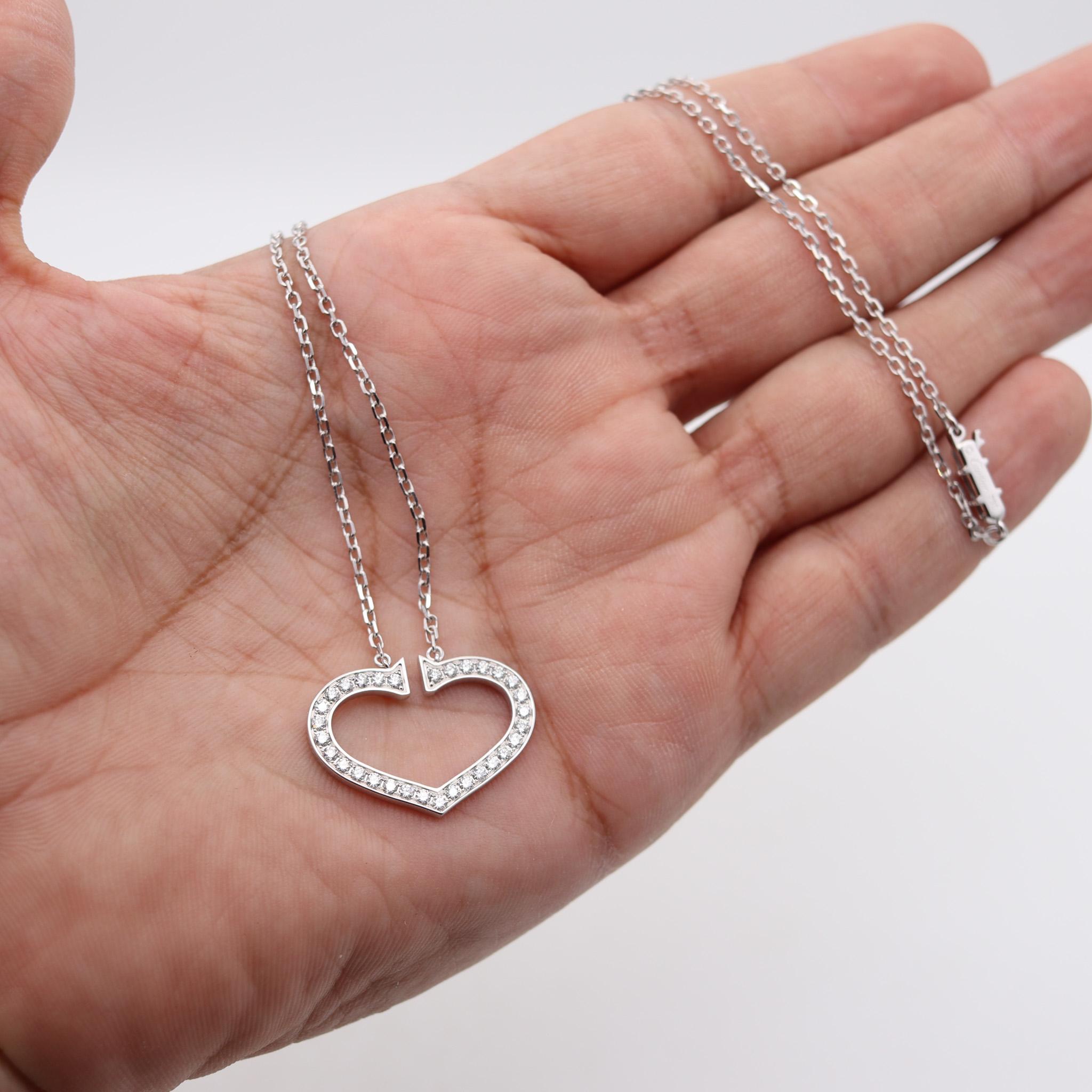 Cartier C Heart Necklace In 18Kt White Gold With 1.55 Ctw In VVS Diamonds 1