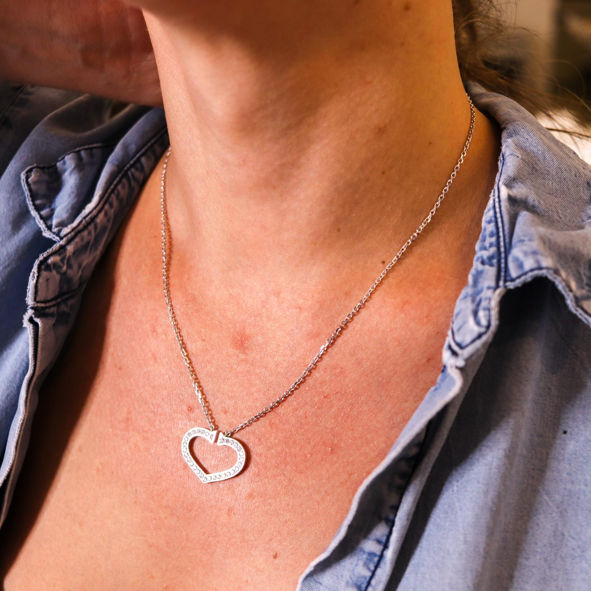 Cartier C Heart Necklace In 18Kt White Gold With 1.55 Ctw In VVS Diamonds 2