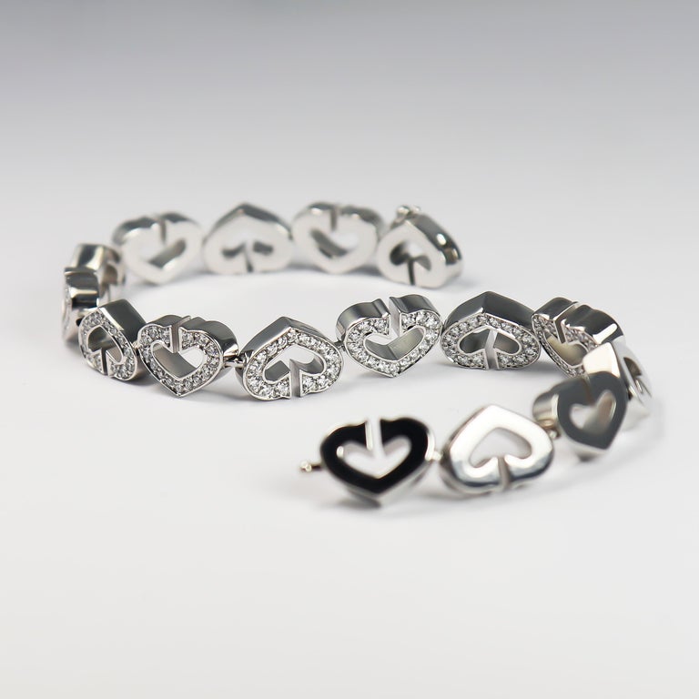 Cartier 'C Heart of Cartier' Hearts and Symbols 18 Karat Gold Diamond Bracelet at 1stDibs