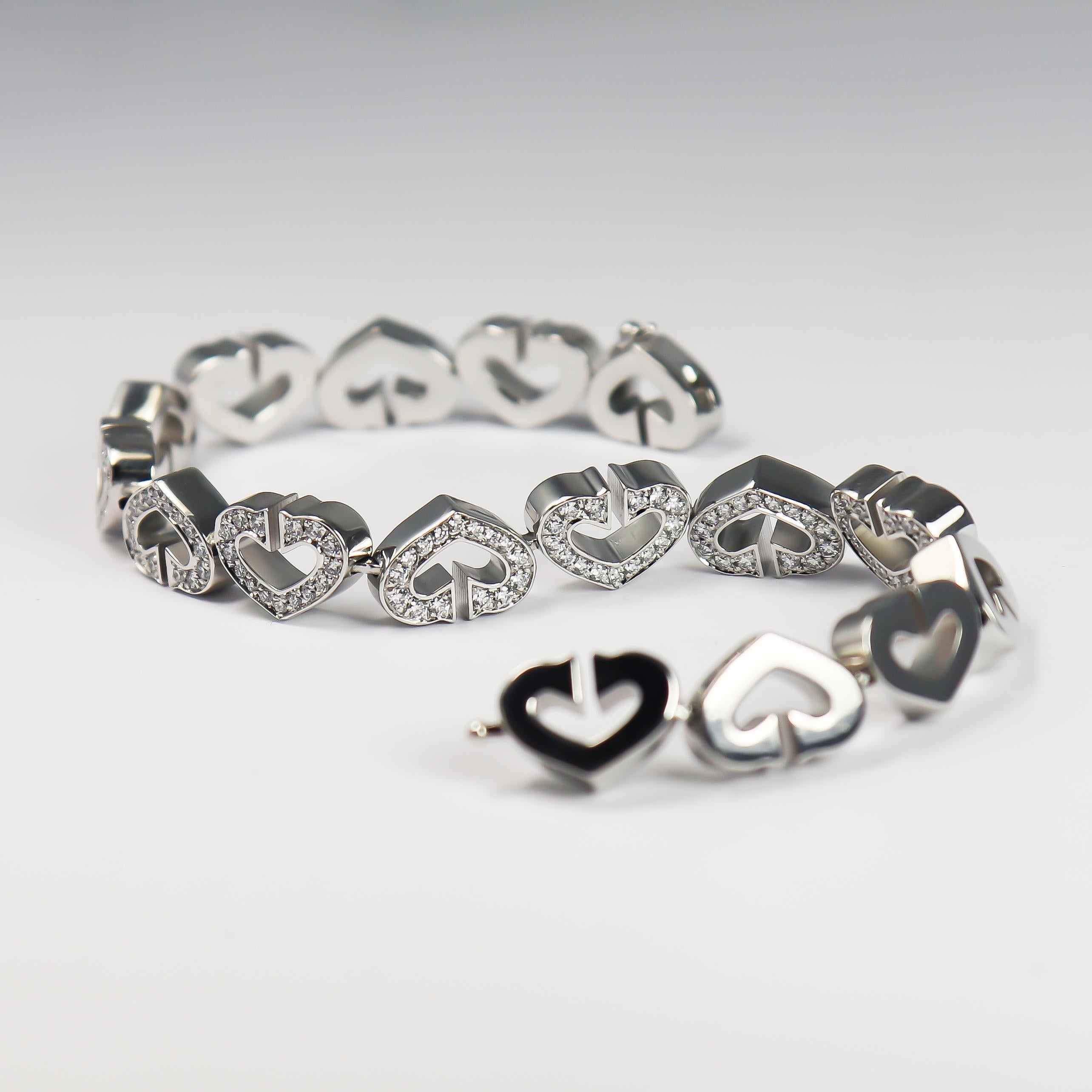 Contemporary Cartier 'C Heart of Cartier' Hearts and Symbols 18 Karat Gold Diamond Bracelet