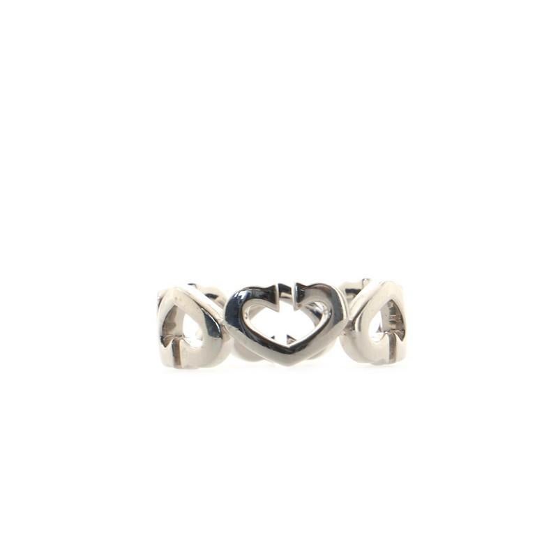 Condition: Very good. Moderate wear throughout. Makers mark sightly obscured from polish.
Accessories: No Accessories
Measurements: Size: 6 - 52, Width: 7.10 mm
Designer: Cartier
Model: C Heart of Cartier Ring 18K White Gold with Diamonds 18K White