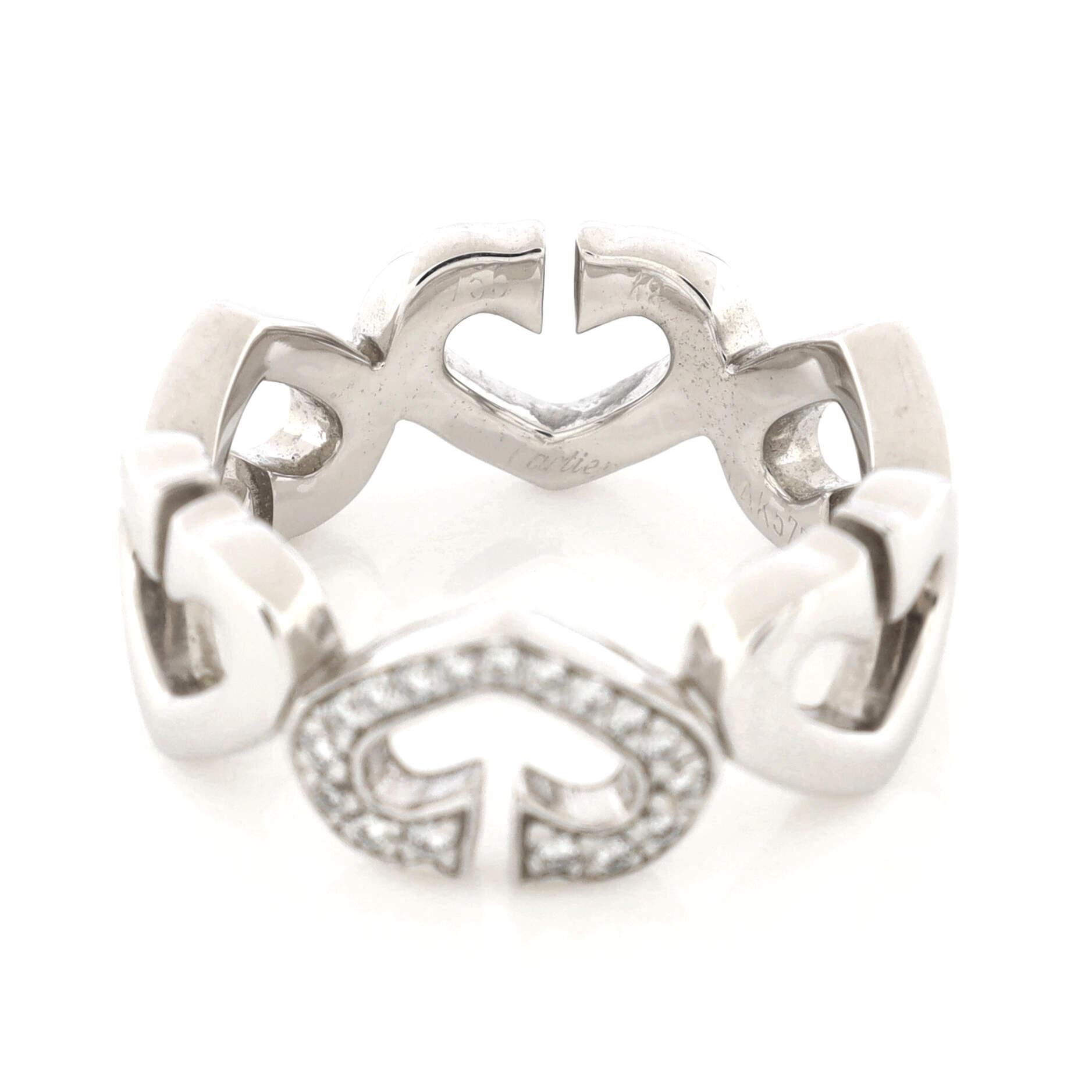 Women's or Men's Cartier C Heart of Cartier Ring 18K White Gold with Diamonds