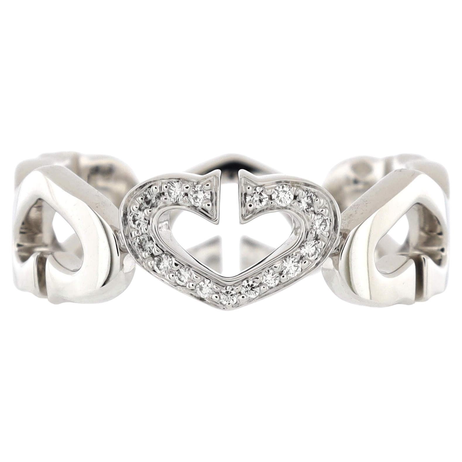 Cartier C Heart of Cartier Ring 18K White Gold with Diamonds For Sale