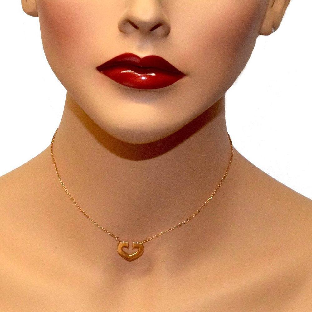Cartier “C Heart Of Cartier” Rose Gold Pendant Necklace In Fair Condition For Sale In Miami, FL