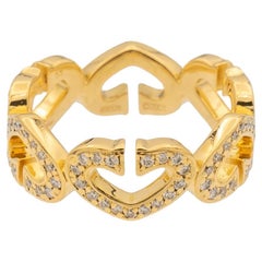 Cartier C Hearts Diamantring aus 18 Karat Gelbgold Vintage, ca. 2001