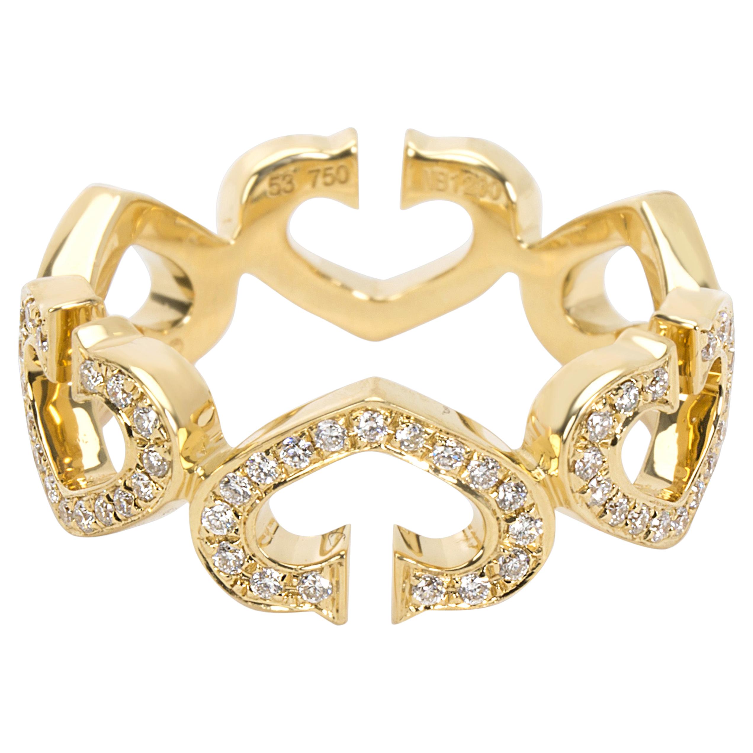Cartier C Hearts of Cartier Diamond Ring in 18 Karat Yellow Gold 0.6 Carat
