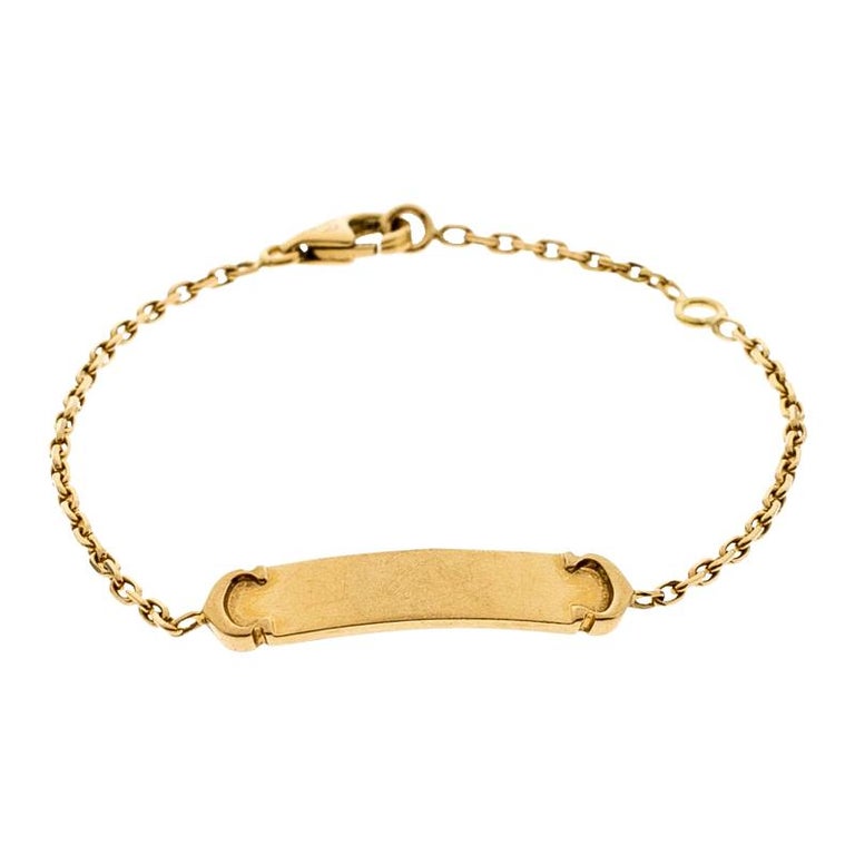 Cartier C Logo Baby ID Bar 18K Yellow Gold Bracelet For Sale at 1stDibs