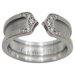 Cartier C2 18K White Gold Ring with Diamonds - Includes Cartier Box.