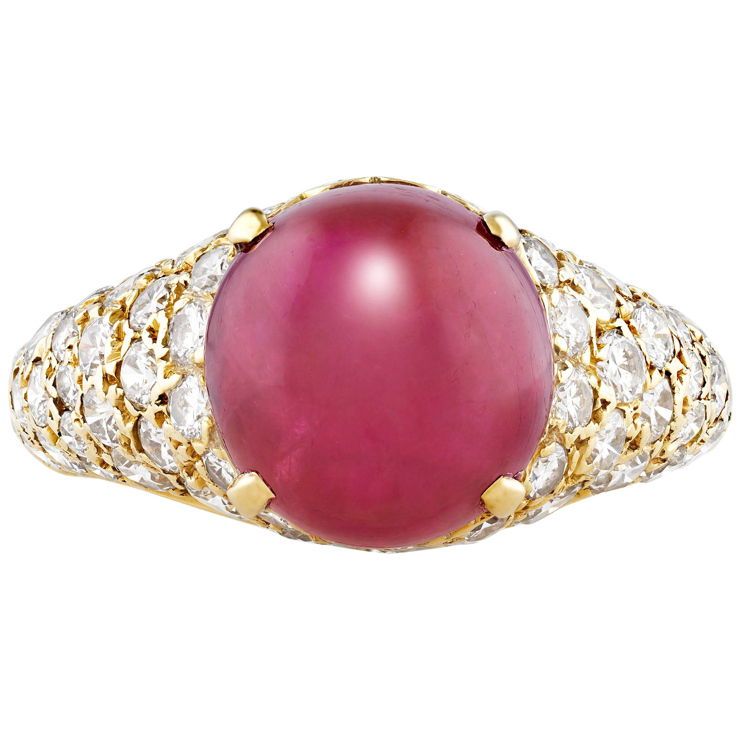 Cartier Cabochon Ruby Diamond Ring