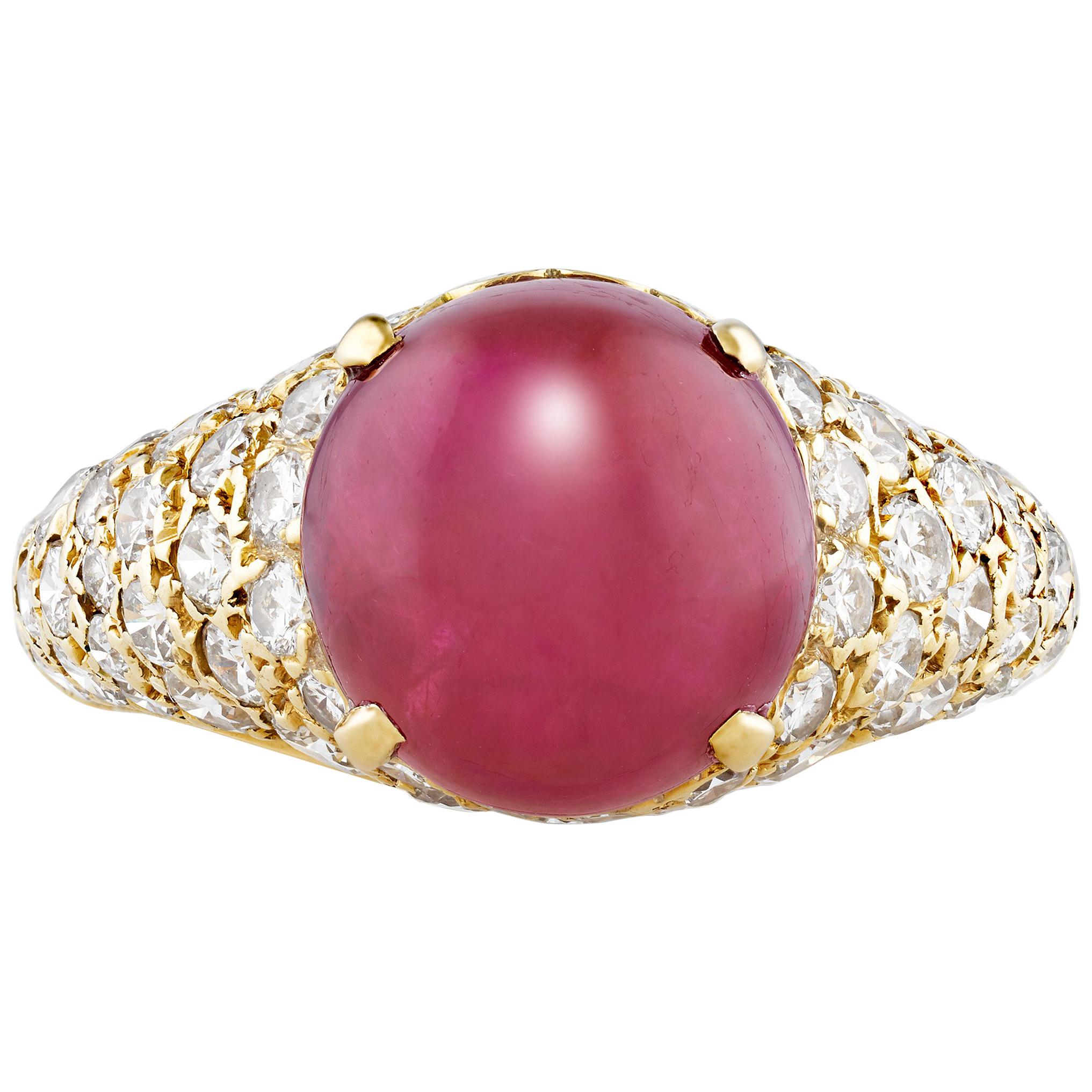  Cartier Cabochon Ruby Diamond Ring