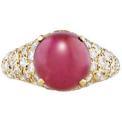  Cartier Cabochon Ruby Diamond Ring