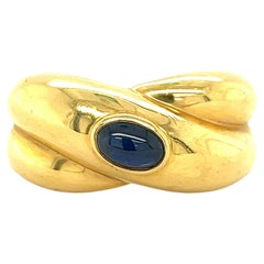 Retro Cartier Cabochon Sapphire 18k Yellow Gold Ring, 1992