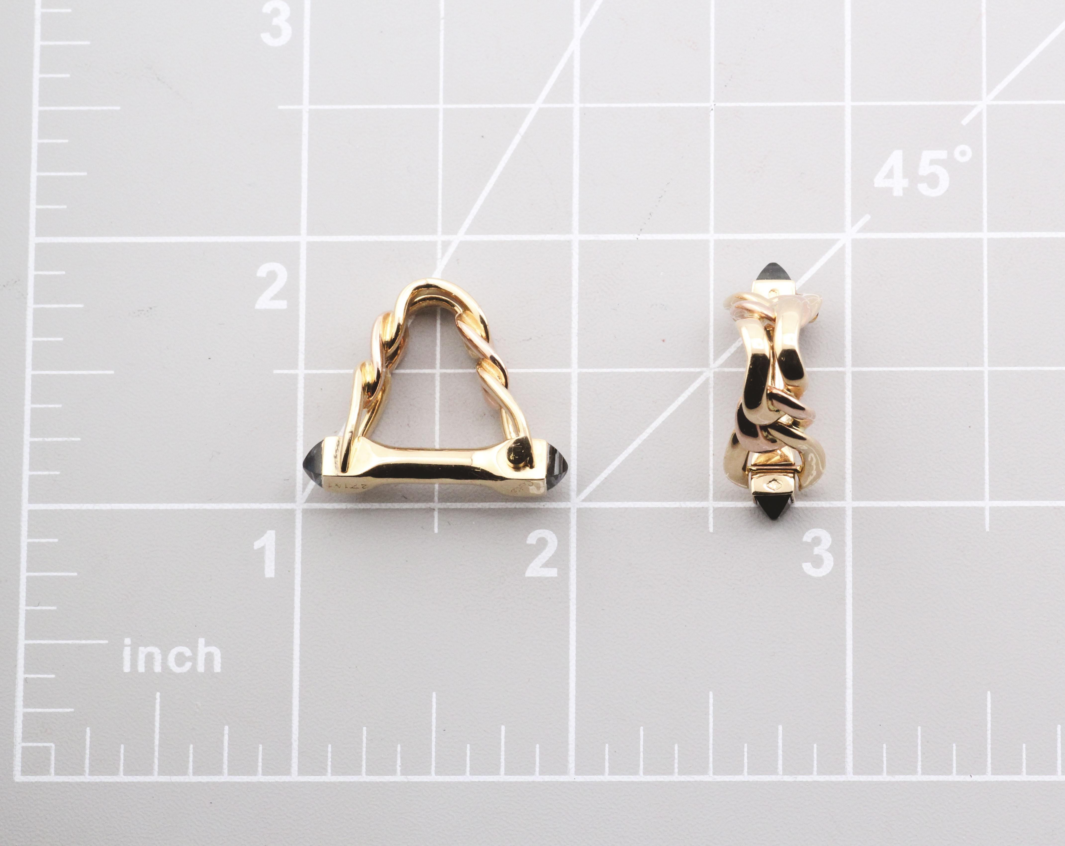 Gemelos de eslabón con cabujón de zafiro Cartier de oro amarillo rosa de 18 quilates en venta 5