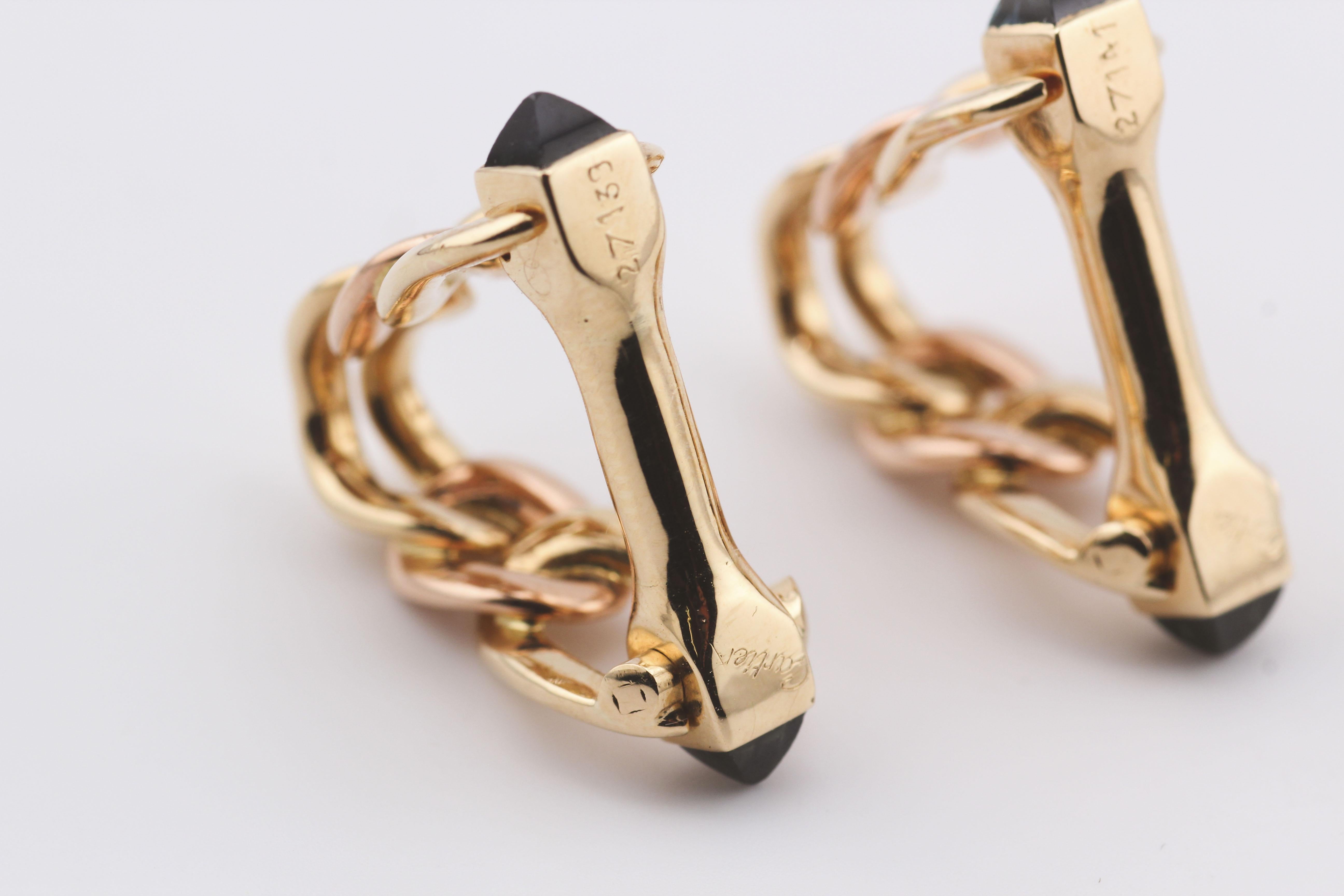 Gemelos de eslabón con cabujón de zafiro Cartier de oro amarillo rosa de 18 quilates en venta 1