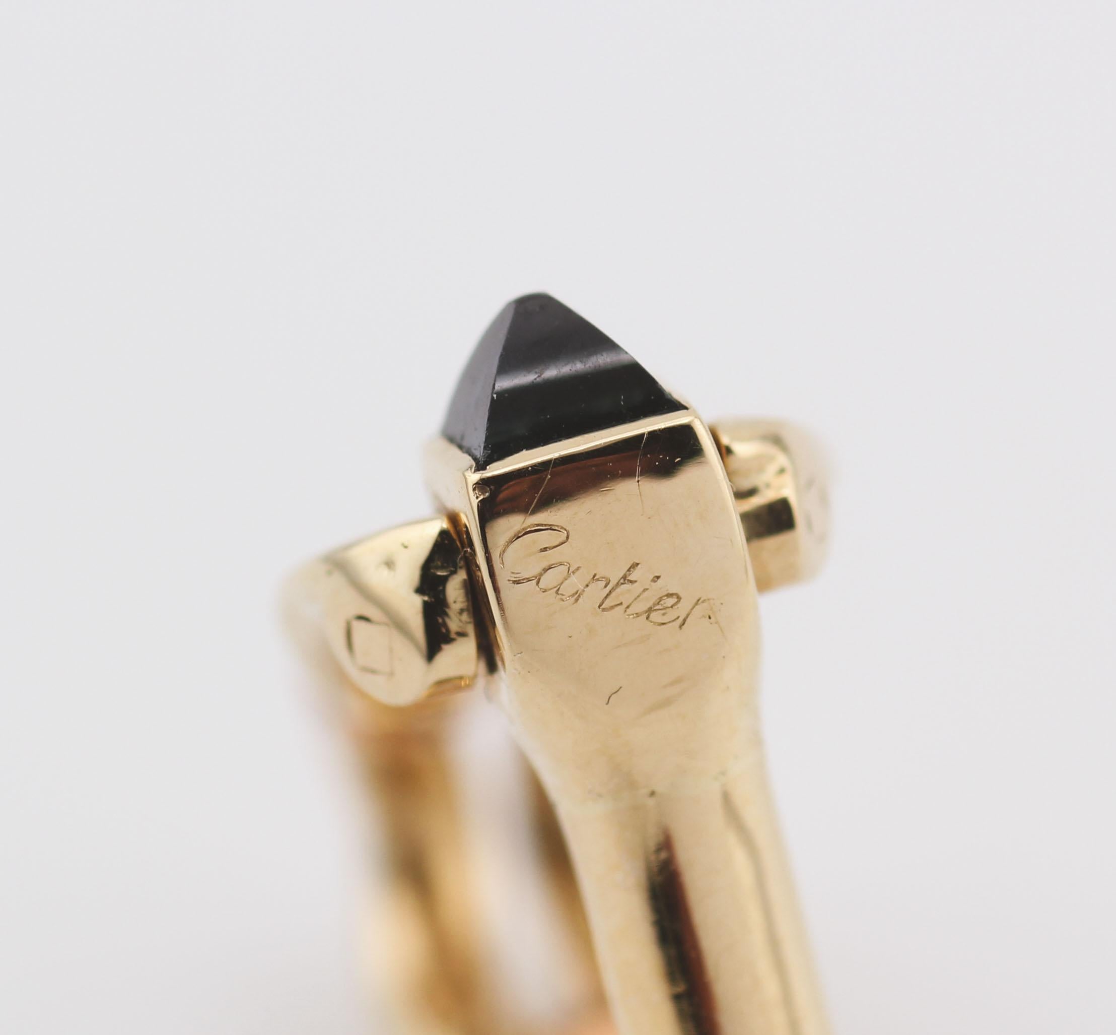 Gemelos de eslabón con cabujón de zafiro Cartier de oro amarillo rosa de 18 quilates en venta 2
