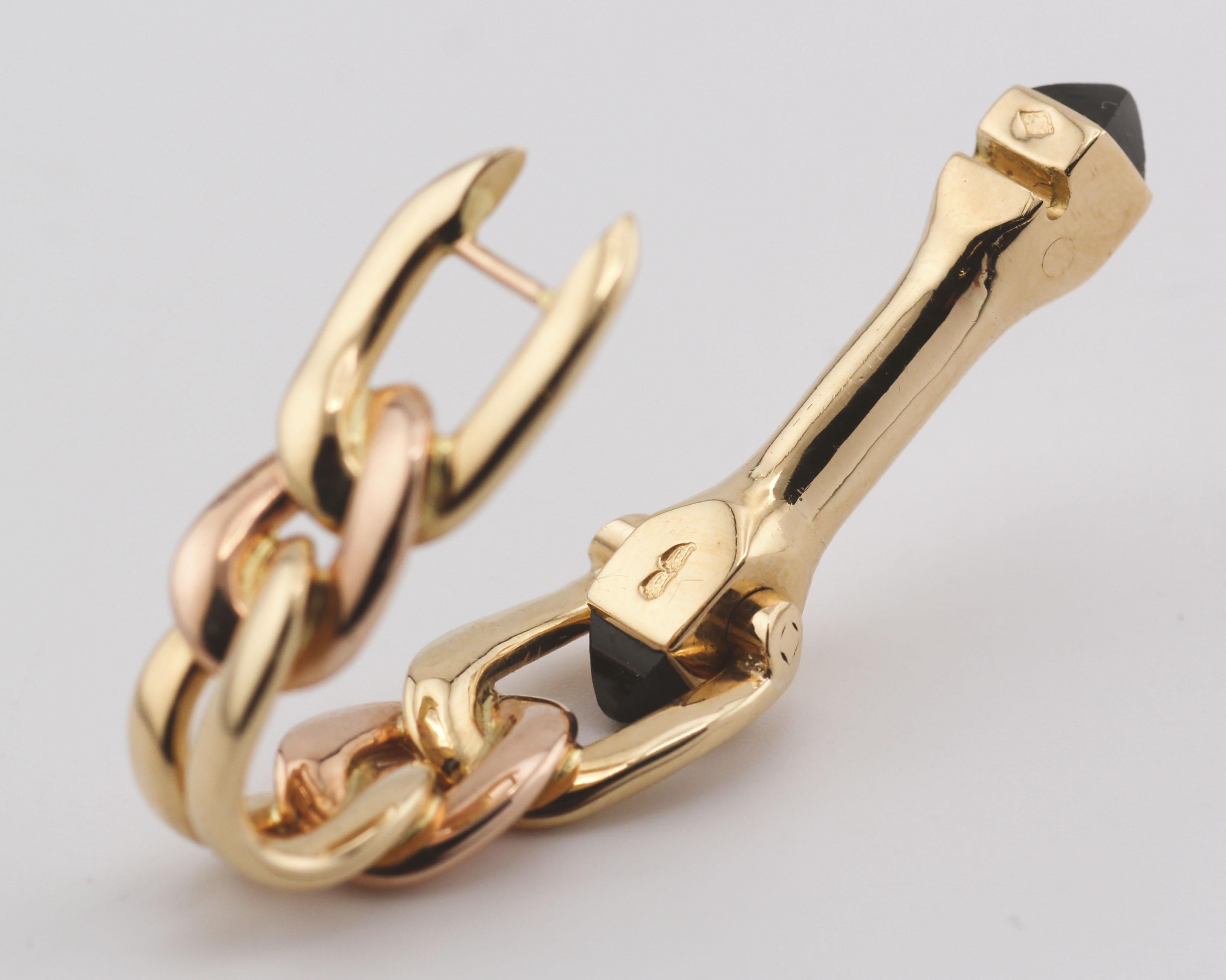 Gemelos de eslabón con cabujón de zafiro Cartier de oro amarillo rosa de 18 quilates en venta 4