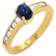 Cartier Cabochon Star Sapphire Diamond 18k Yellow Gold Ring