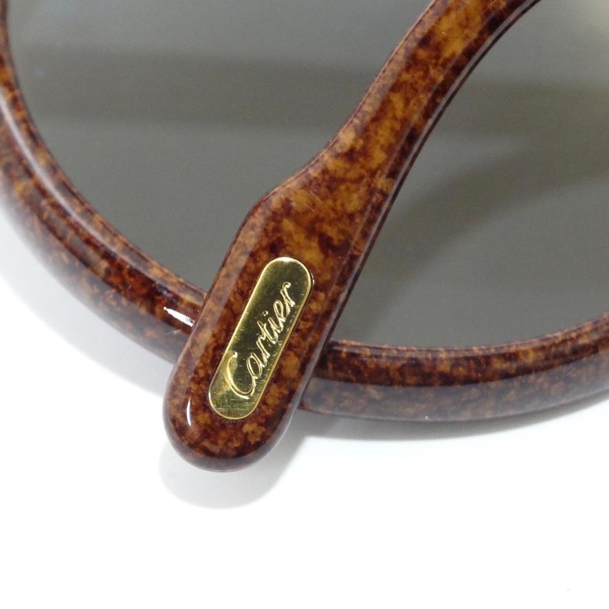 Cartier Cabriolet Round Brown 22K Gold Sunglasses Circa 1991 For Sale 6