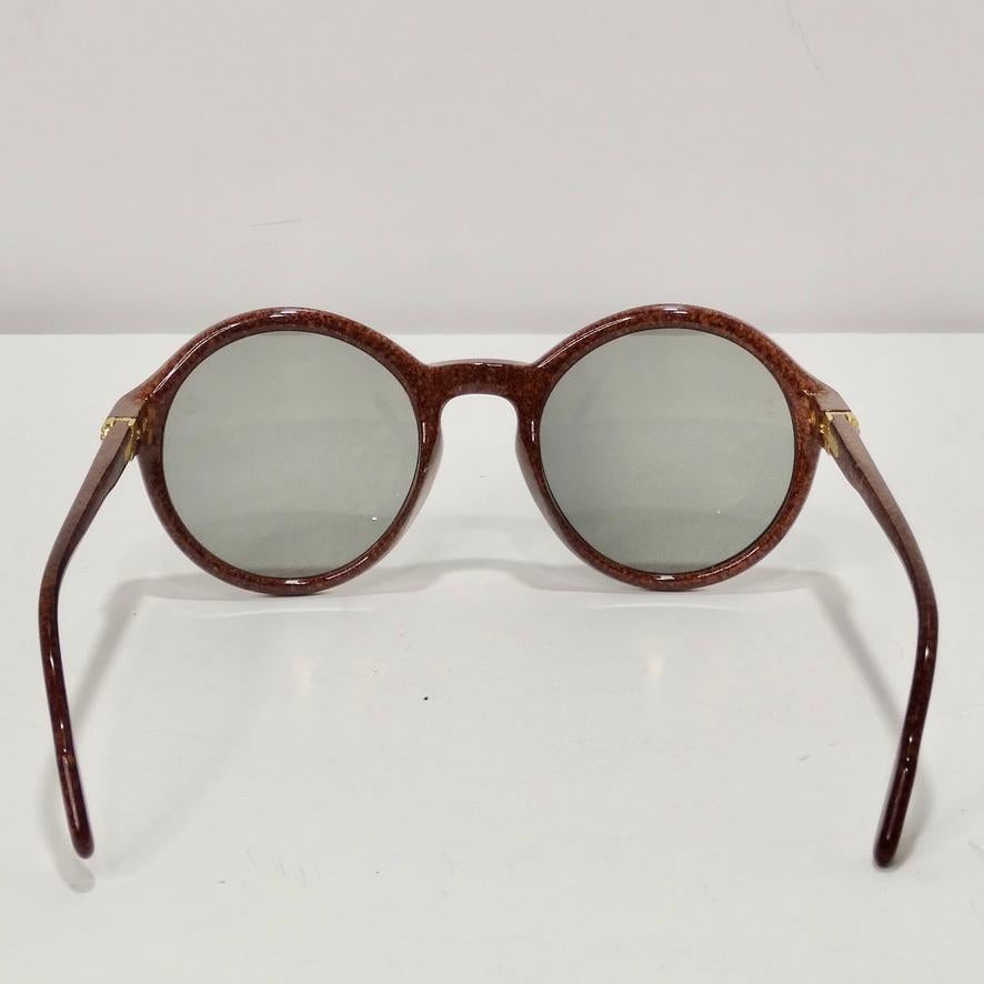 Cartier Cabriolet Round Brown 22K Gold Sunglasses Circa 1991 For Sale 3