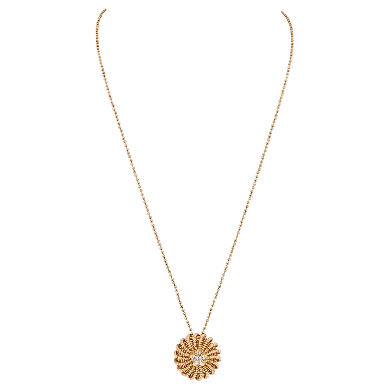Cartier Cactus De Cartier 18K Gold 0.40 Carat Diamond Pendant Chain Necklace