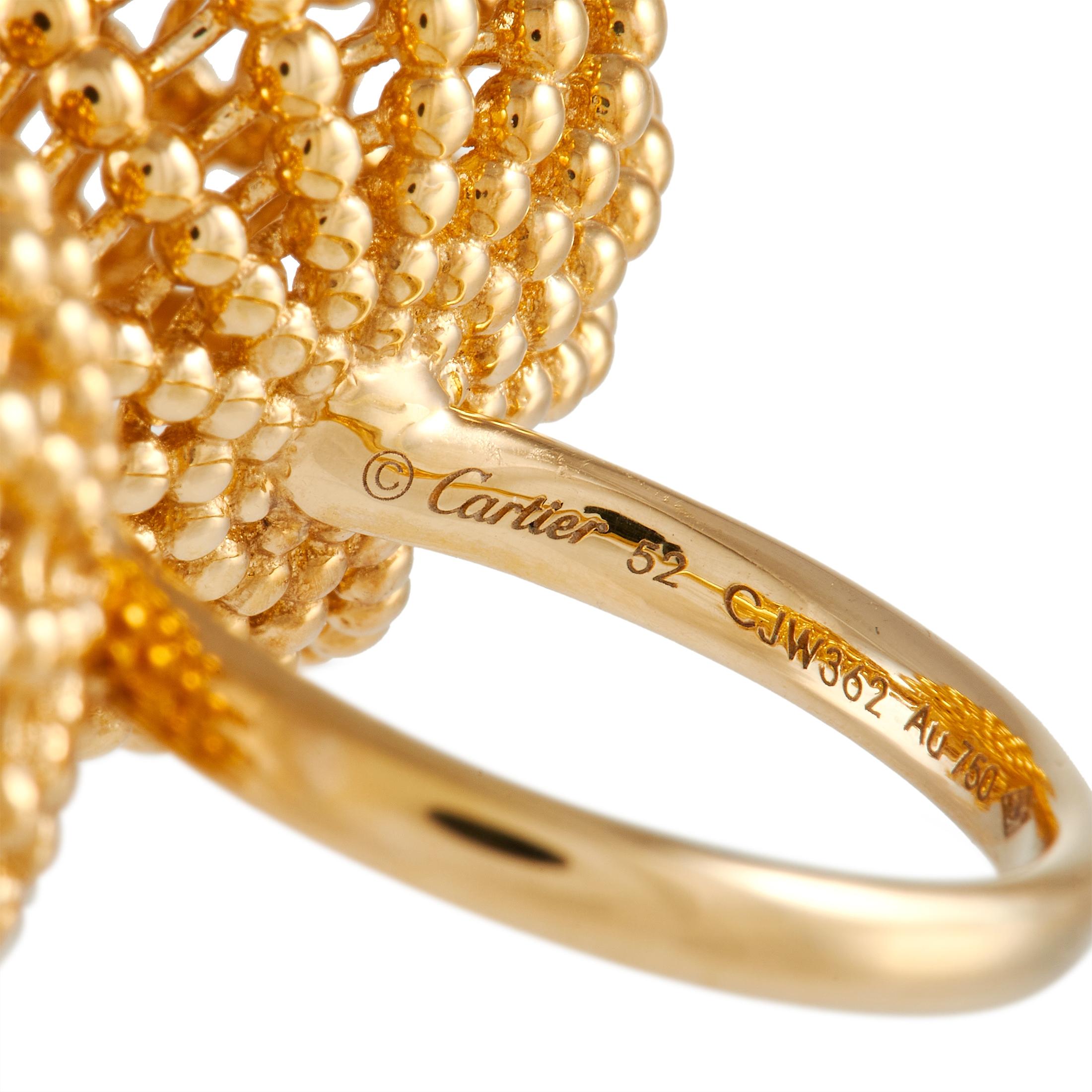 Cartier Cactus De Cartier 18 Karat Gelbgold Diamantring mit 0,41 Karat im Zustand „Hervorragend“ in Southampton, PA