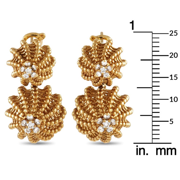 Cartier Cactus de Cartier 18K Yellow Gold 0.46ct Diamond Earrings In Excellent Condition For Sale In Southampton, PA