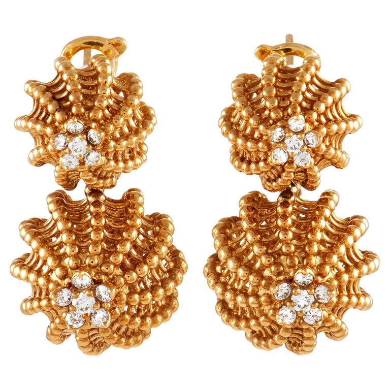 Cartier Cactus de Cartier 18K Yellow Gold 0.46ct Diamond Earrings For Sale
