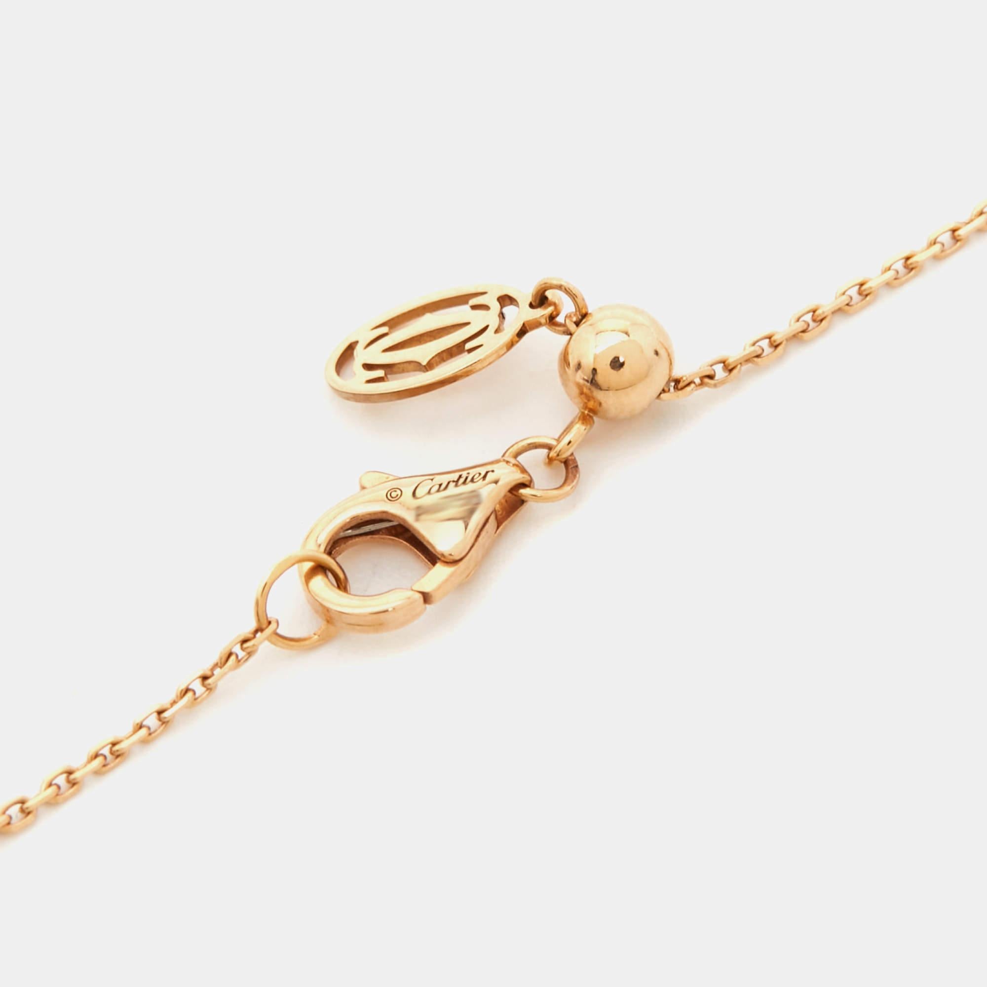 Rose Cut Cartier Cactus De Cartier Diamond 18k Rose Gold Pendant Necklace
