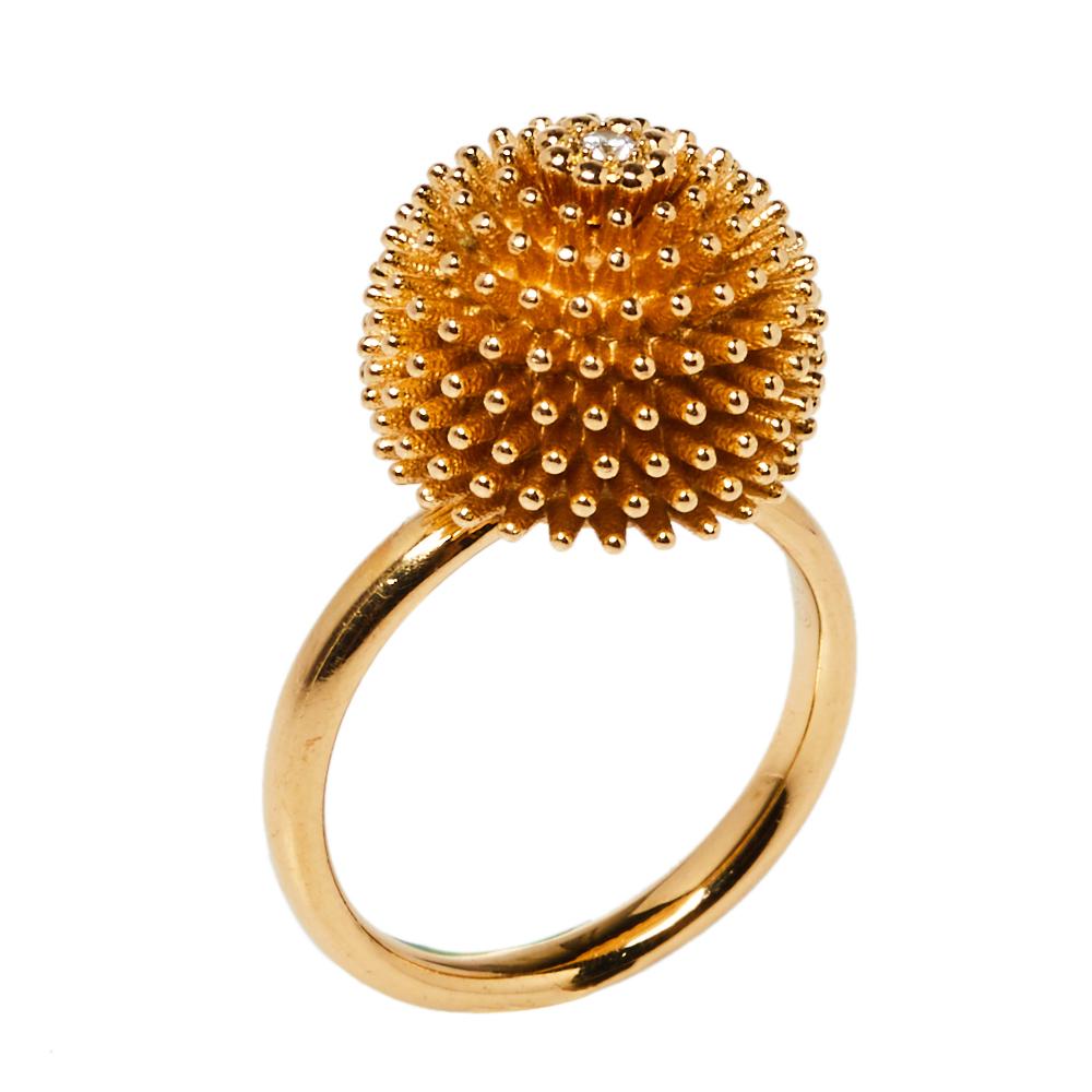 Cartier Cactus De Cartier Diamant 18K Rose Gold Ring Größe 50 (Rosenschliff)