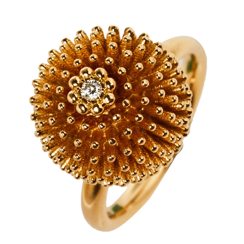 Contemporary Cartier Cactus De Cartier Diamond 18K Rose Gold Ring Size 50