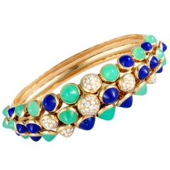 Cartier Cactus Diamond Pave Chrysoprase and Lapis Yellow Gold Bangle  Bracelet at 1stDibs | cartier cactus bracelet