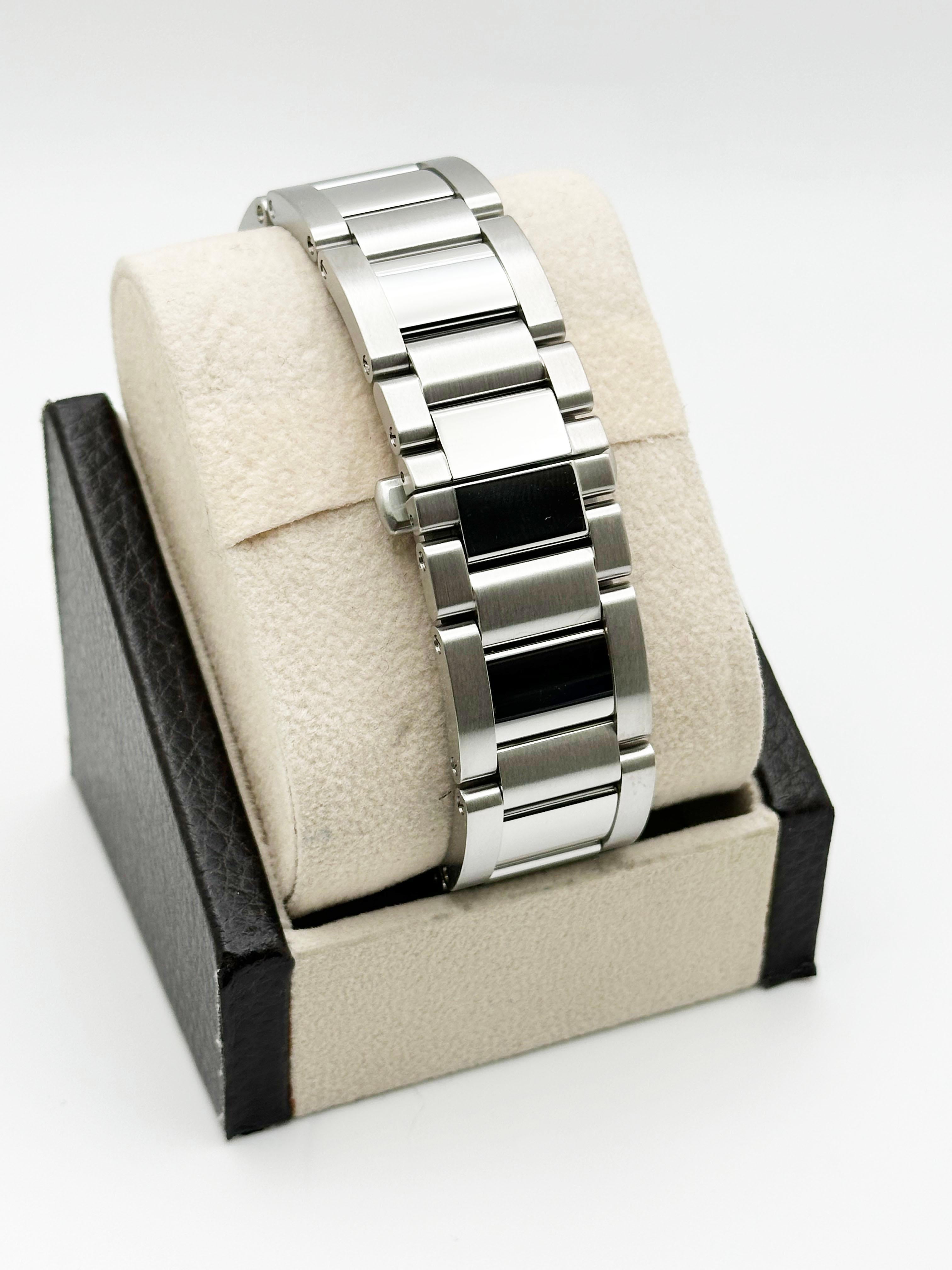 Cartier Cailbre Ref 3389 42mm Quadrante Argento Acciaio Inox in vendita 1