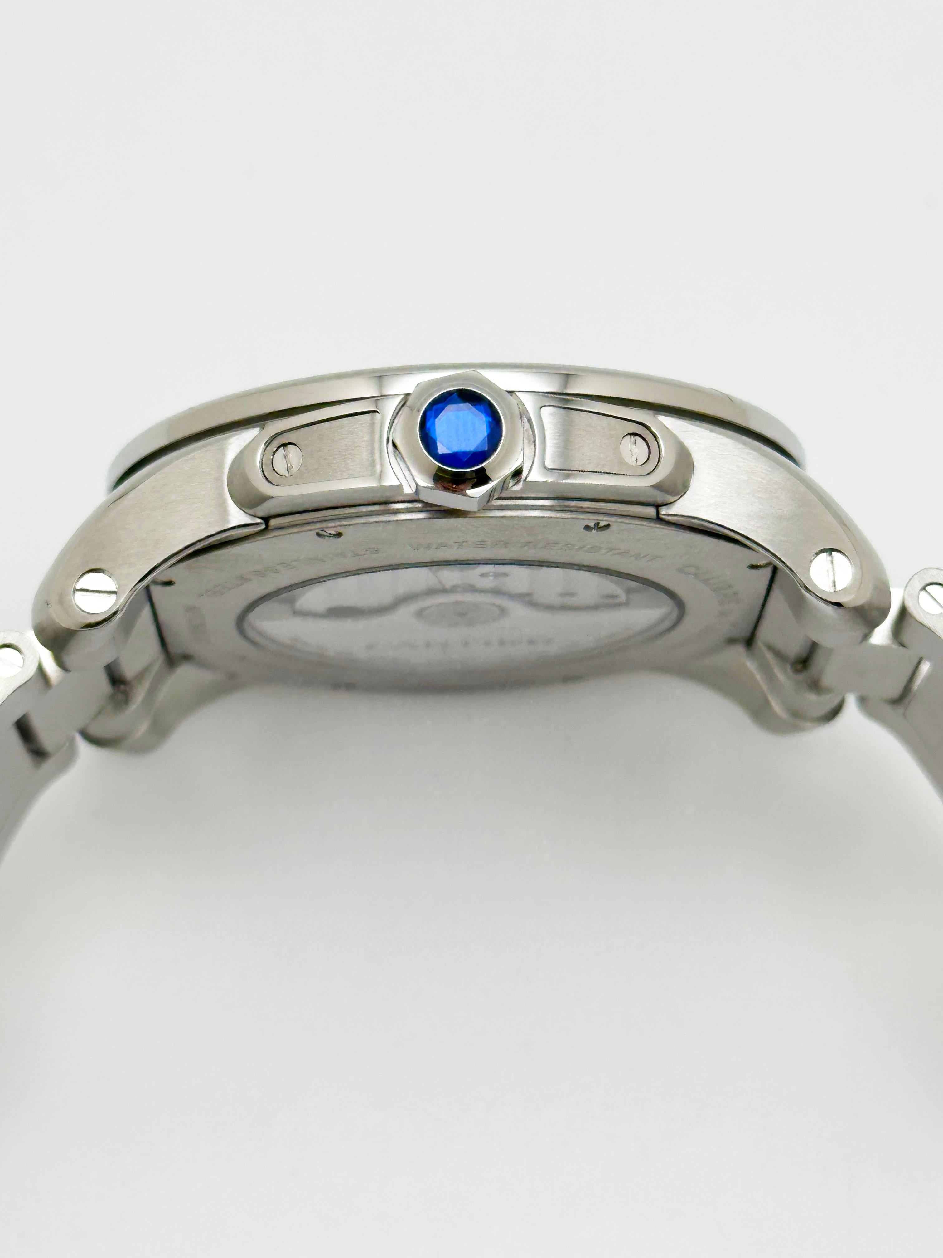 Cartier Cailbre Ref 3389 42mm Quadrante Argento Acciaio Inox in vendita 4