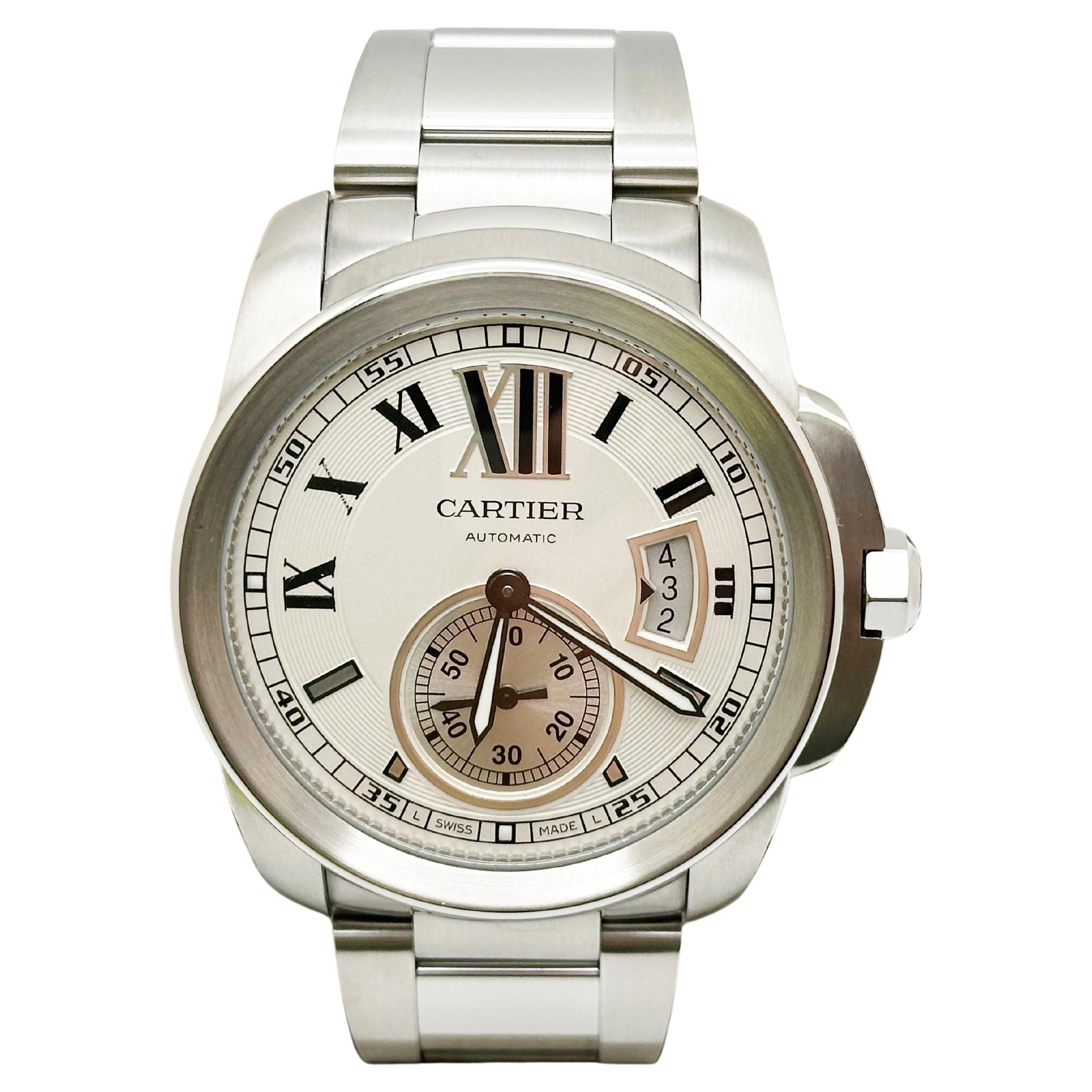 Cartier Cailbre Ref 3389 42mm Silber Zifferblatt Edelstahl