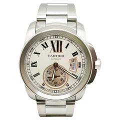 Cartier Cailbre Ref 3389 42mm Silber Zifferblatt Edelstahl